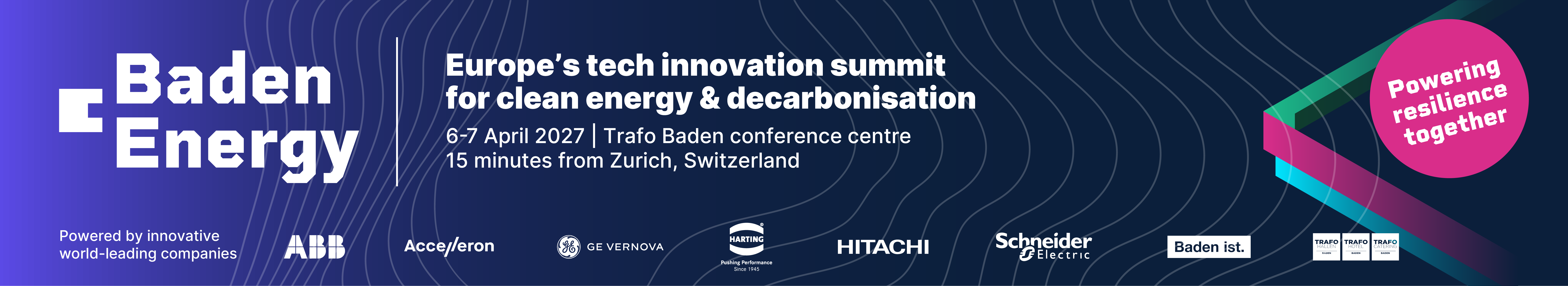 Header banner for the conference: BadenEnergy 2027. This goes from 6 April 2027 to 7 April 2027 in Trafo Halle Baden.